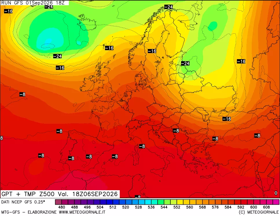 mappa 500 hPa GPT + Temp