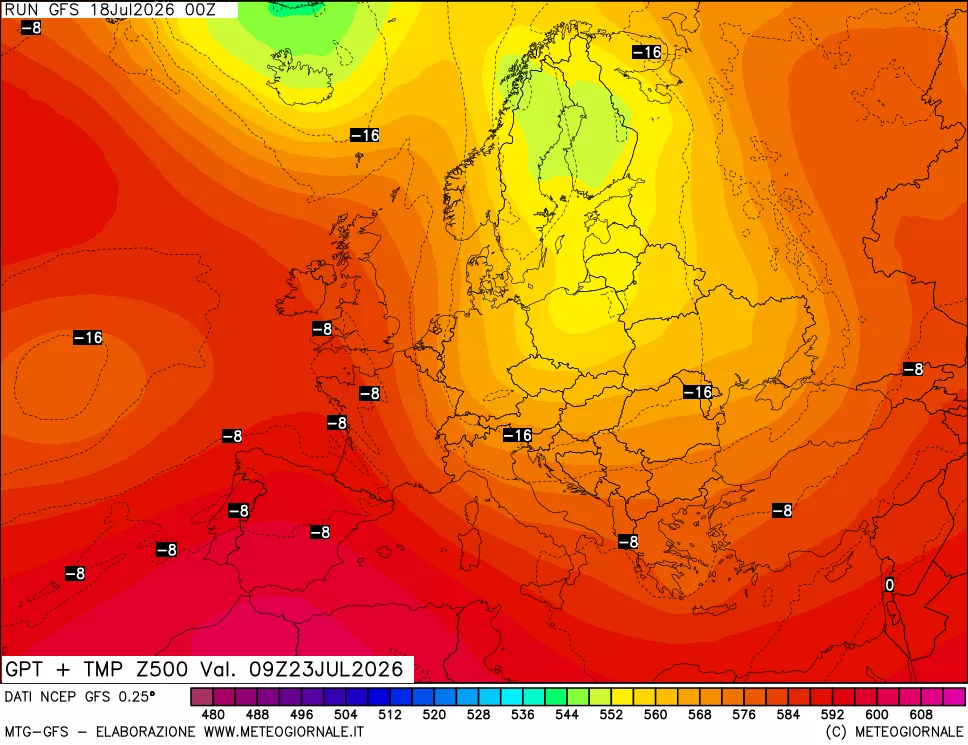 mappa 500 hPa GPT + Temp
