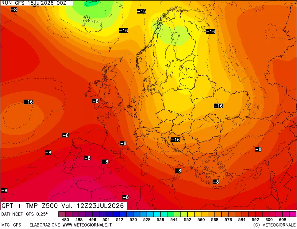 mappa 500 hPa GPT + Temp
