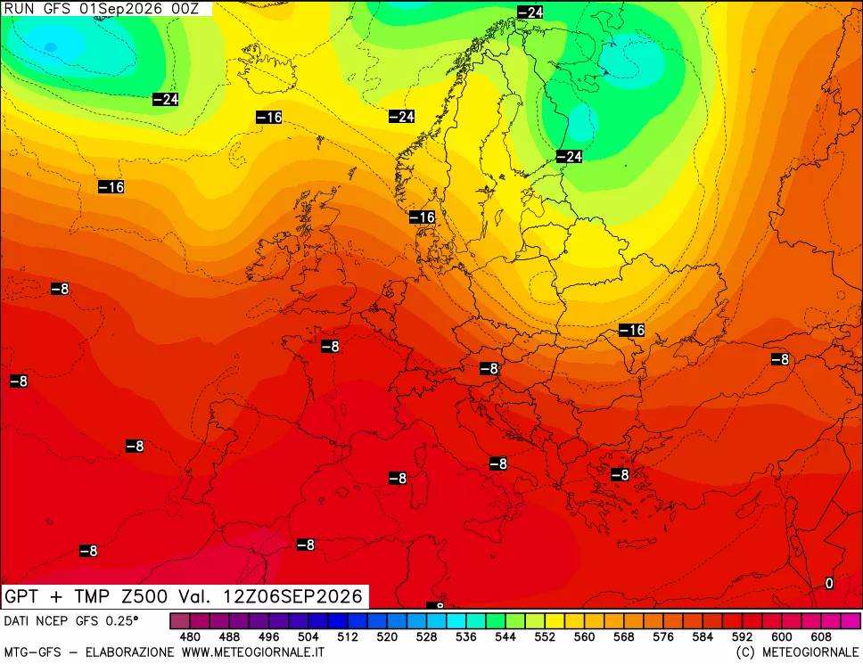 mappa 500 hPa GPT + Temp