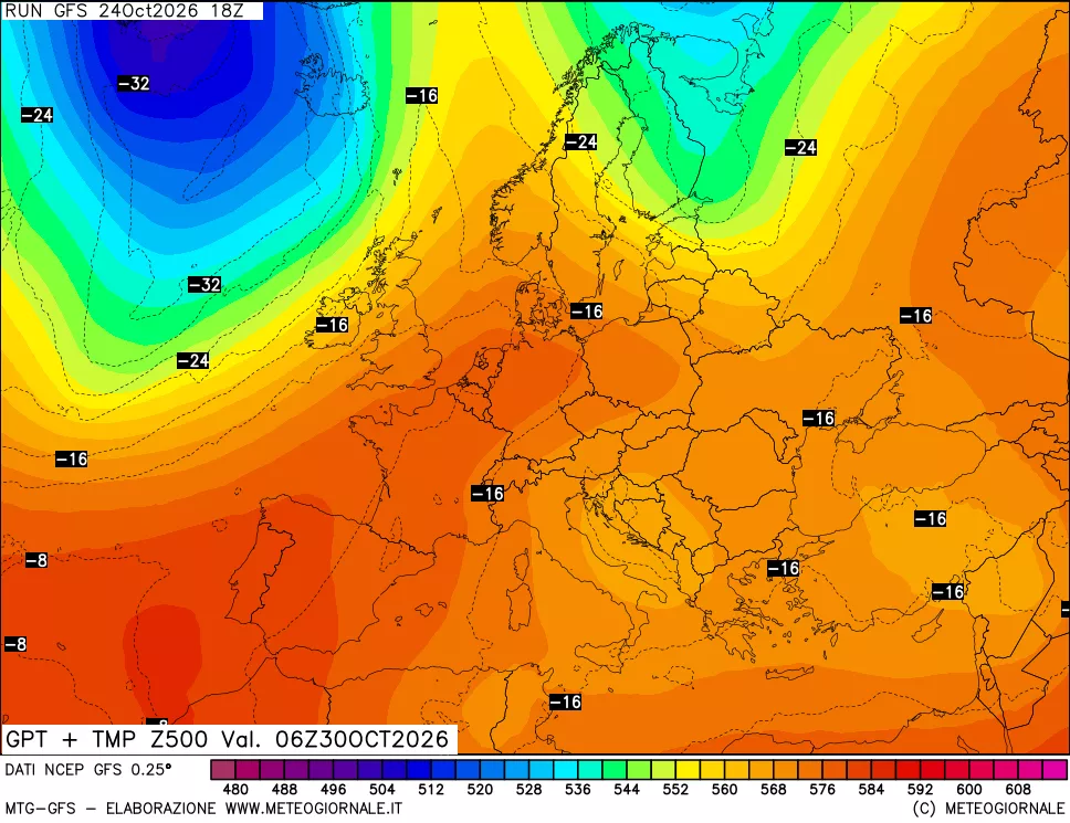 mappa 500 hPa GPT + Temp