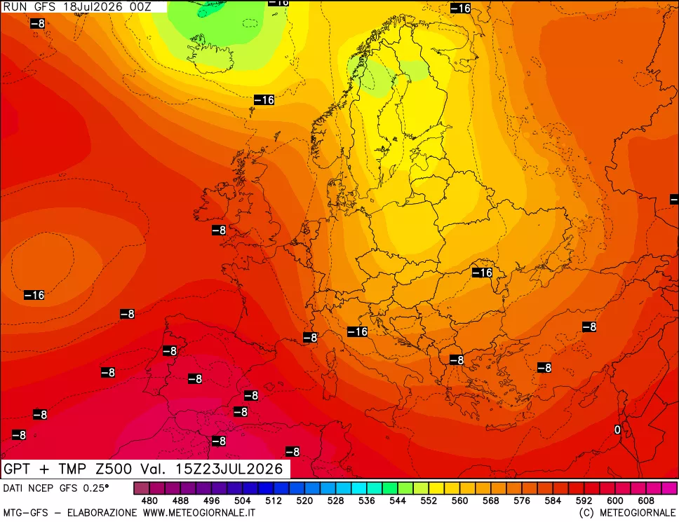mappa 500 hPa GPT + Temp
