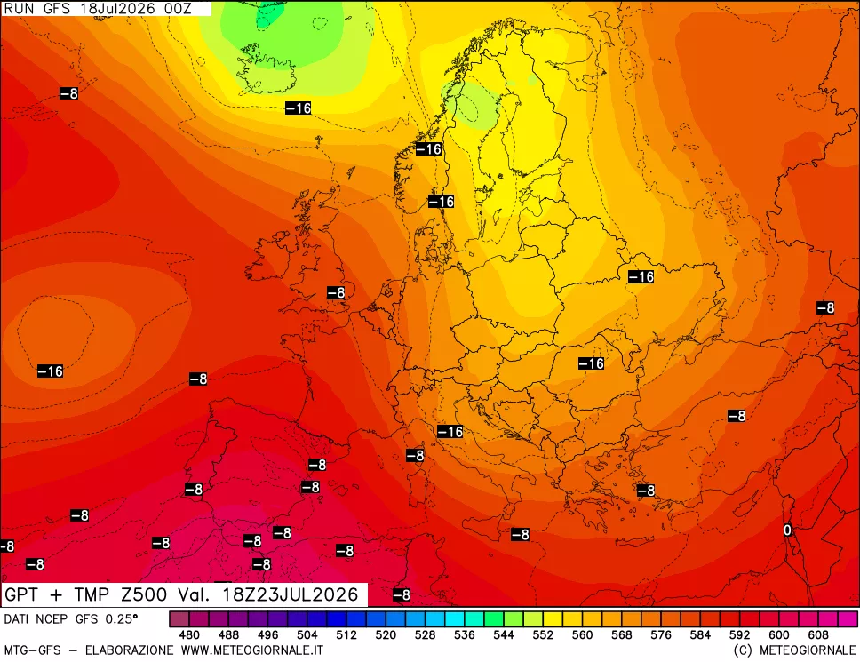 mappa 500 hPa GPT + Temp
