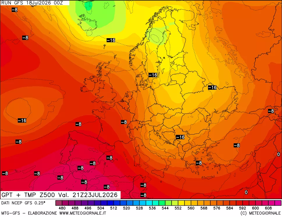 mappa 500 hPa GPT + Temp