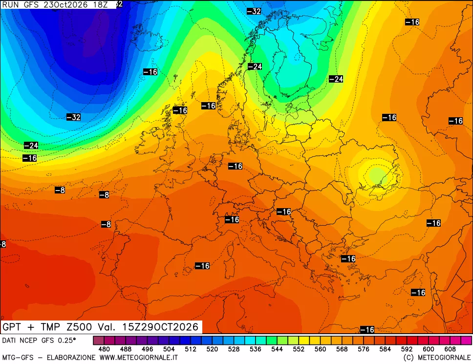 mappa 500 hPa GPT + Temp