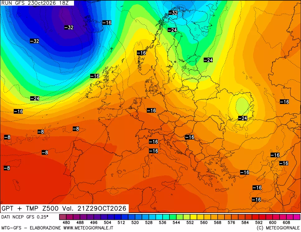mappa 500 hPa GPT + Temp