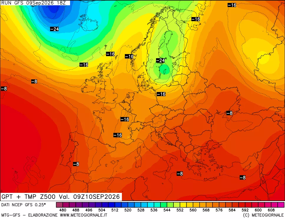 mappa 500 hPa GPT + Temp