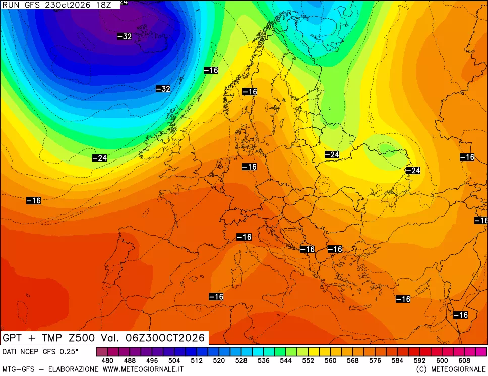 mappa 500 hPa GPT + Temp