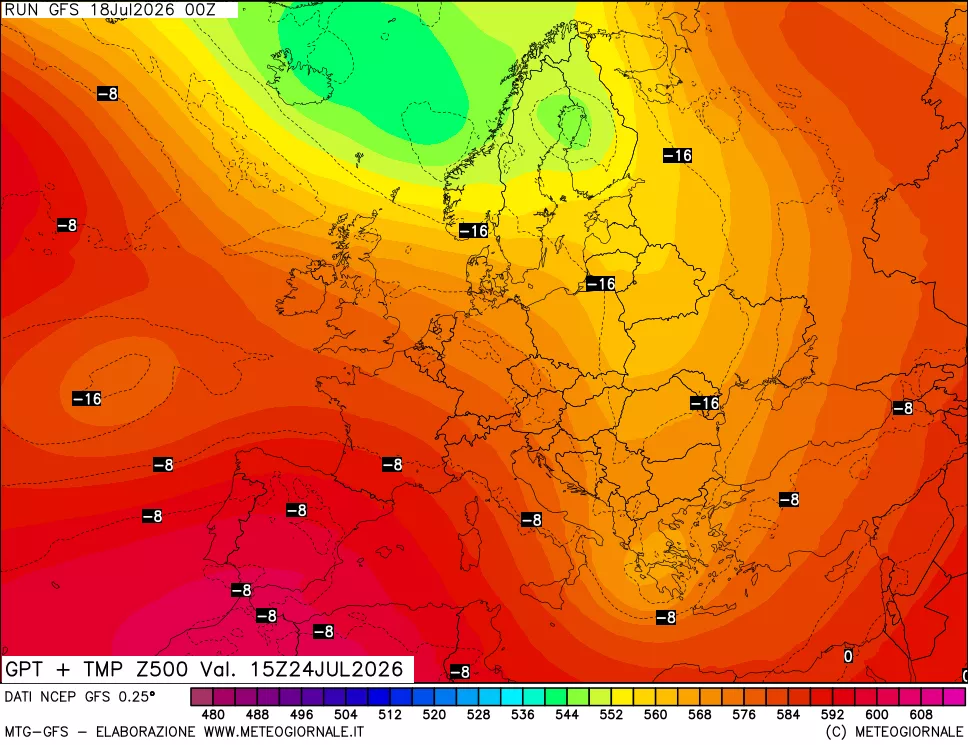 mappa 500 hPa GPT + Temp
