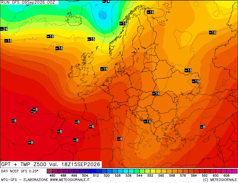 mappa 500 hPa GPT + Temp