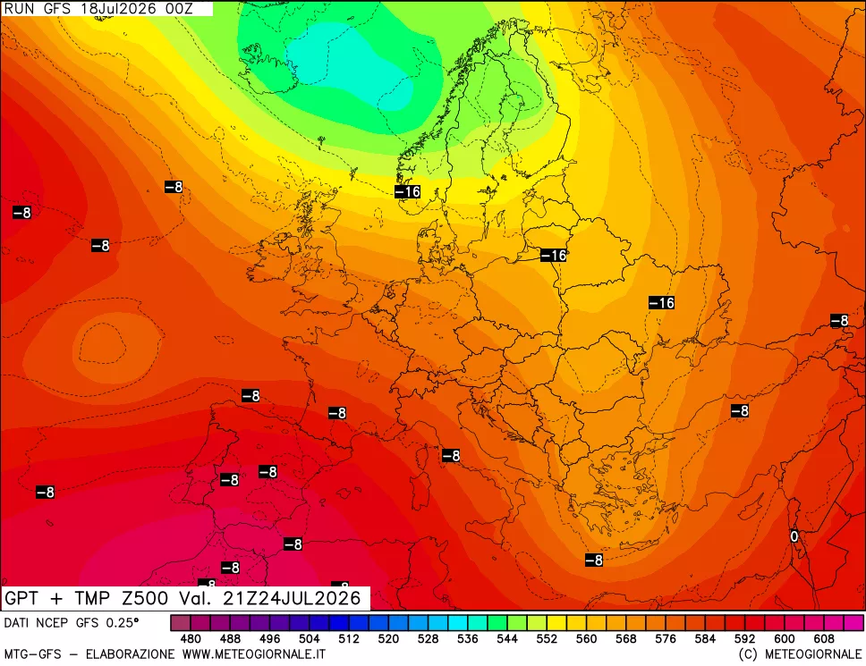 mappa 500 hPa GPT + Temp