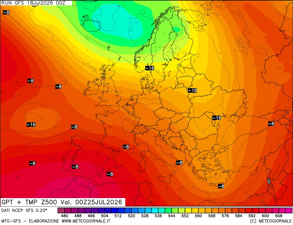 mappa 500 hPa GPT + Temp