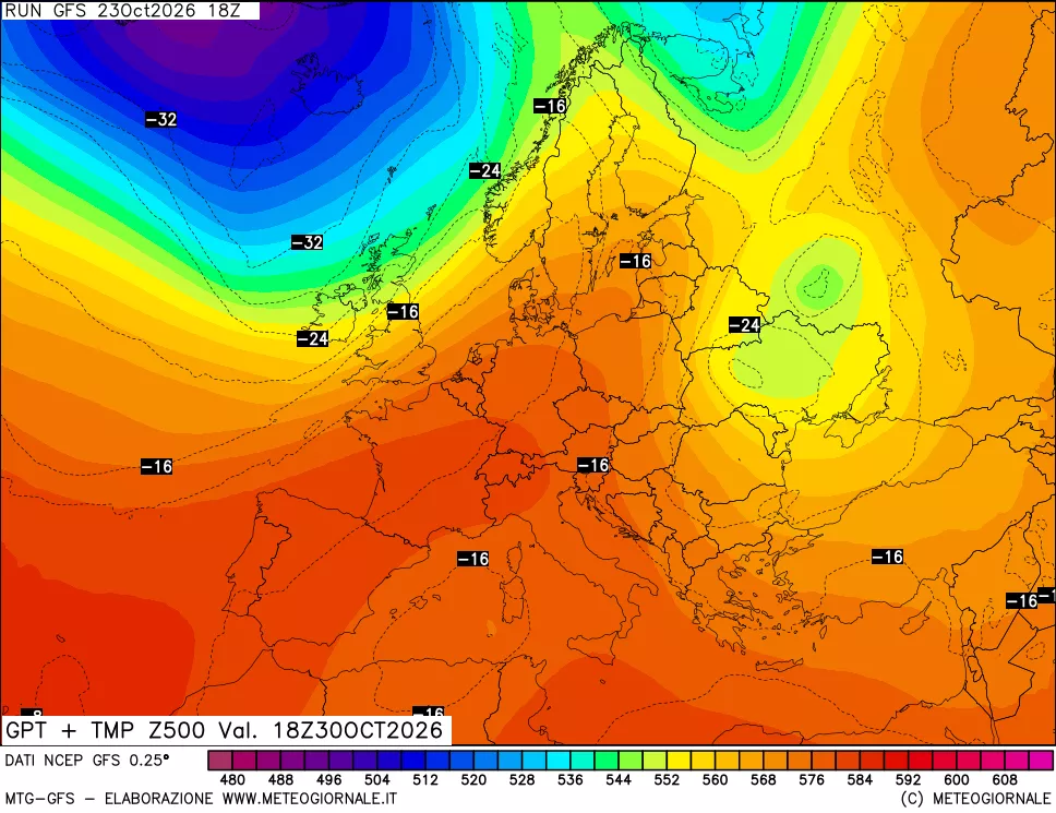 mappa 500 hPa GPT + Temp