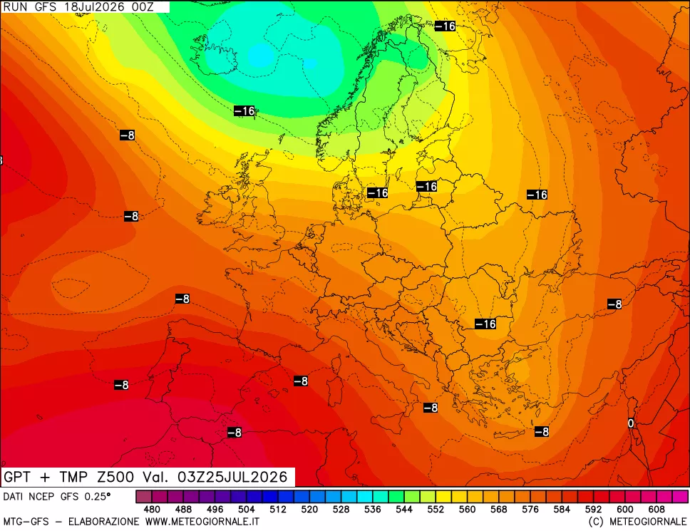 mappa 500 hPa GPT + Temp