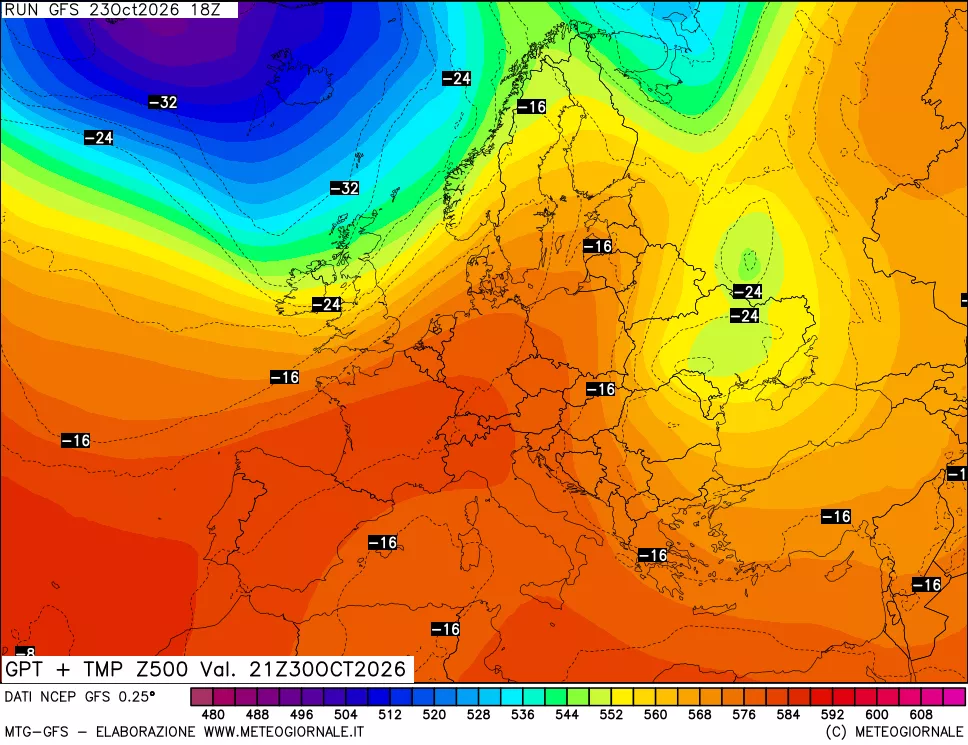 mappa 500 hPa GPT + Temp