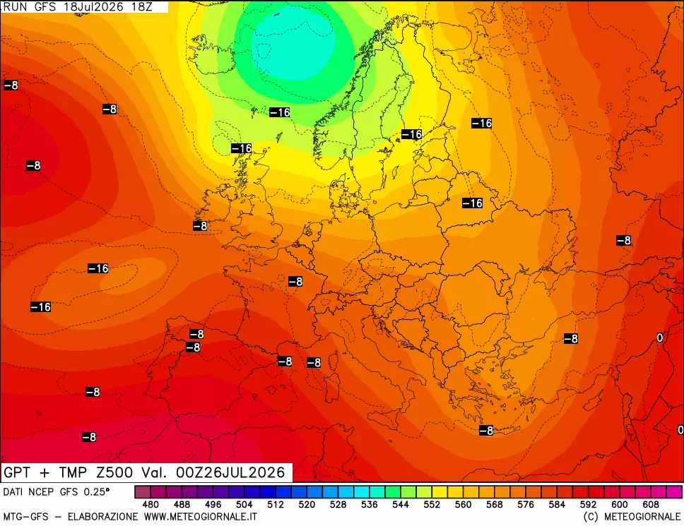 mappa 500 hPa GPT + Temp
