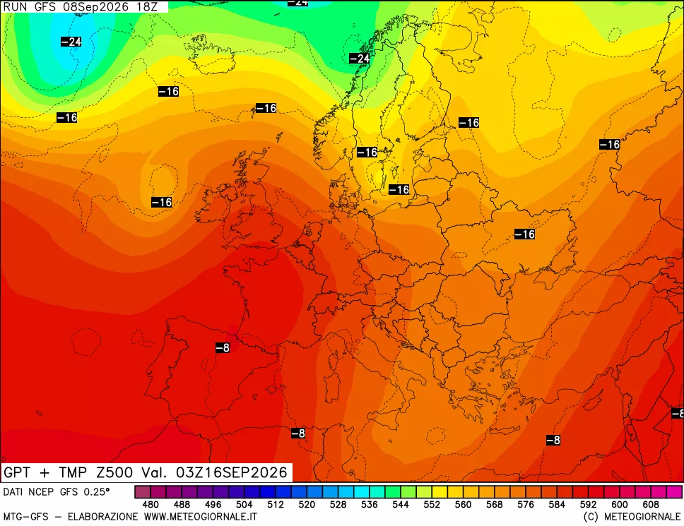 mappa 500 hPa GPT + Temp