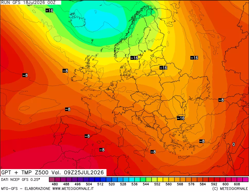 mappa 500 hPa GPT + Temp