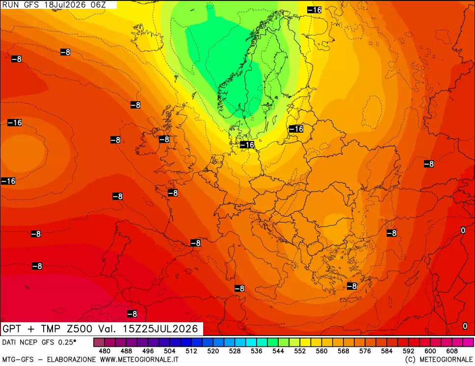 mappa 500 hPa GPT + Temp