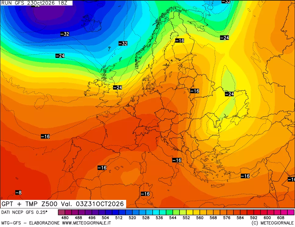 mappa 500 hPa GPT + Temp