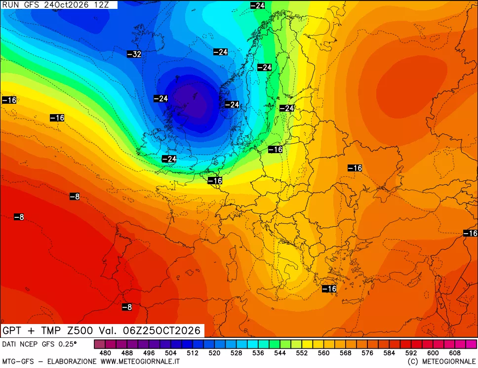 mappa 500 hPa GPT + Temp