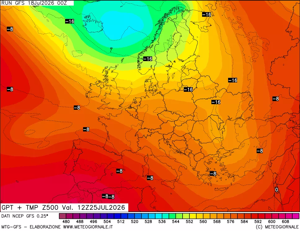 mappa 500 hPa GPT + Temp