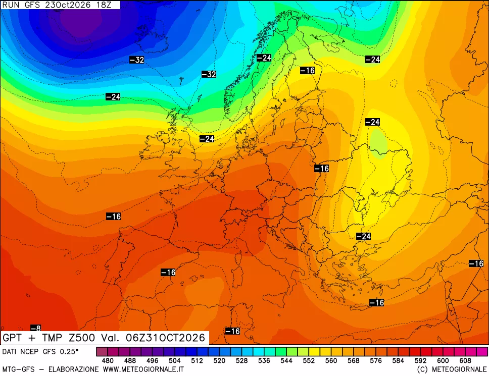 mappa 500 hPa GPT + Temp