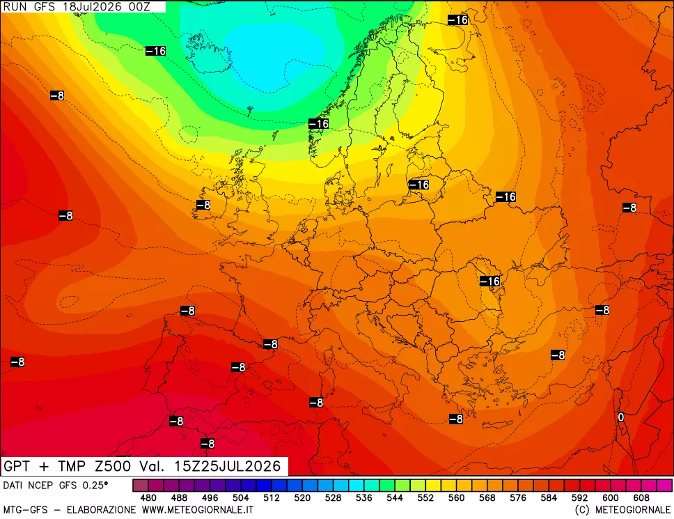 mappa 500 hPa GPT + Temp