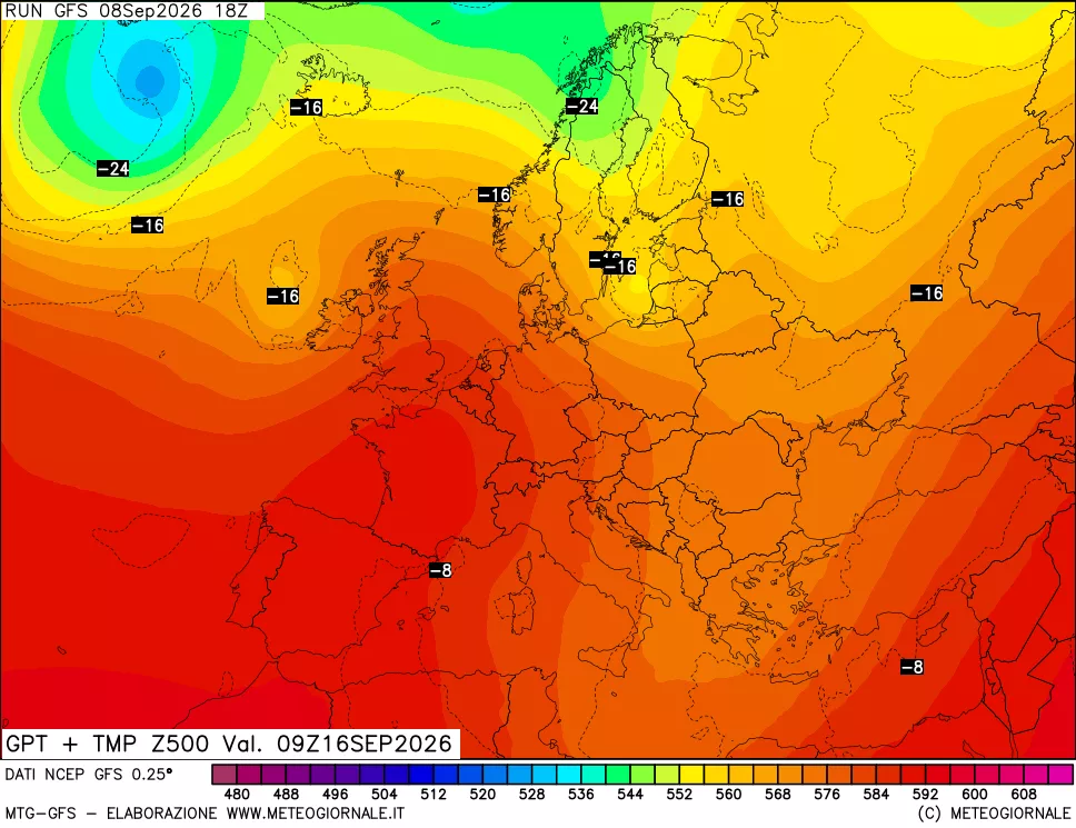 mappa 500 hPa GPT + Temp