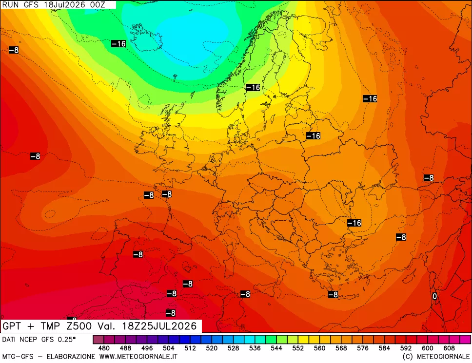 mappa 500 hPa GPT + Temp