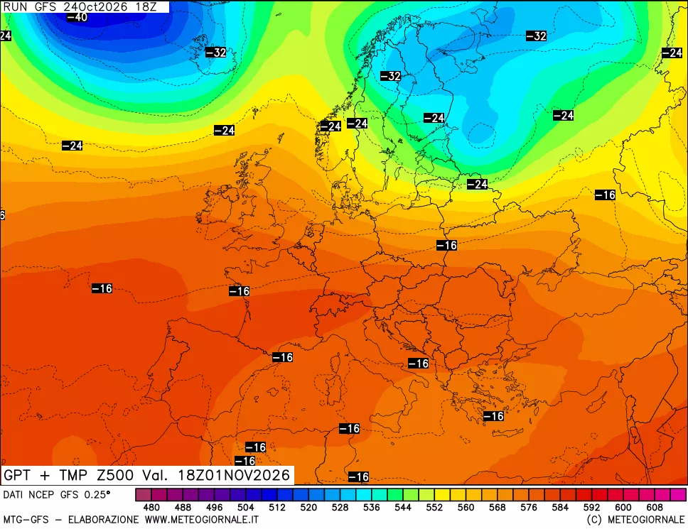 mappa 500 hPa GPT + Temp