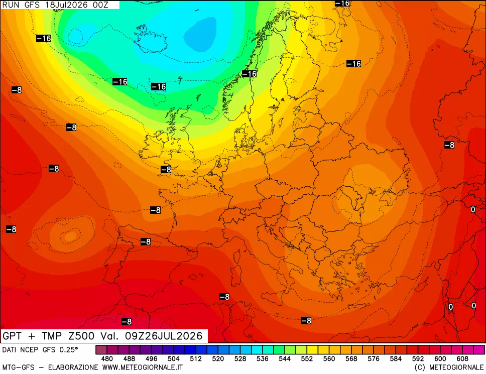 mappa 500 hPa GPT + Temp