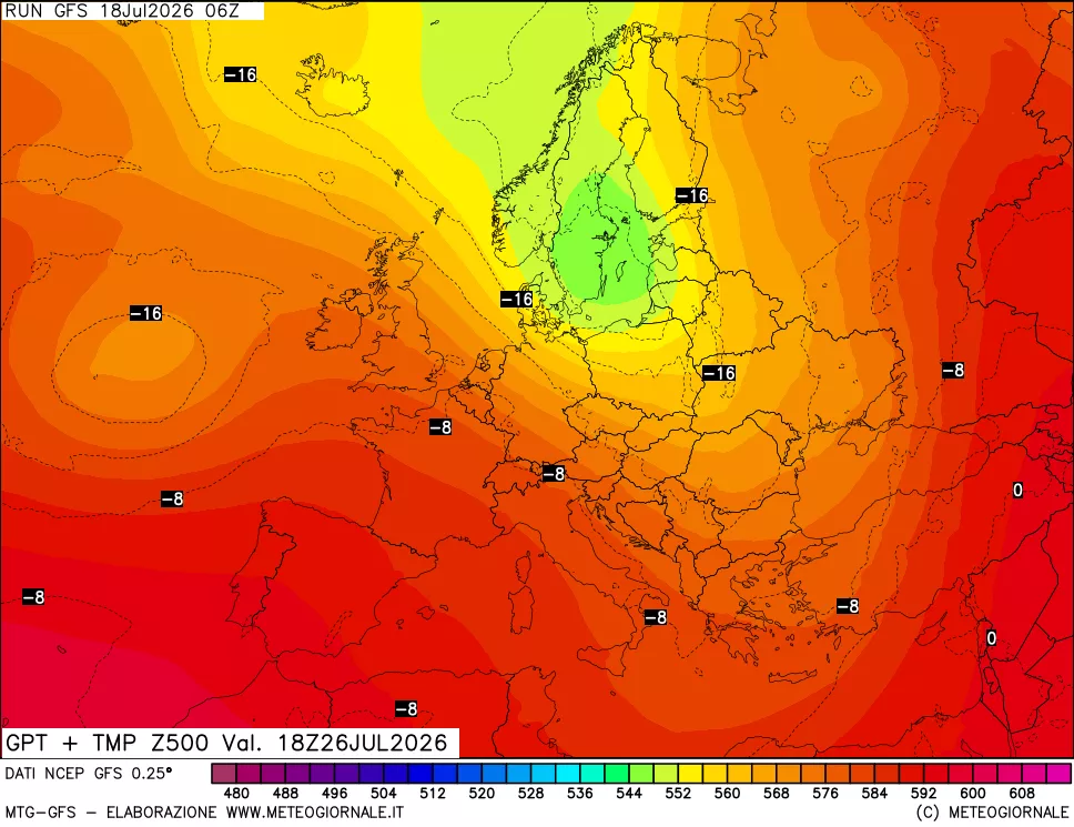 mappa 500 hPa GPT + Temp