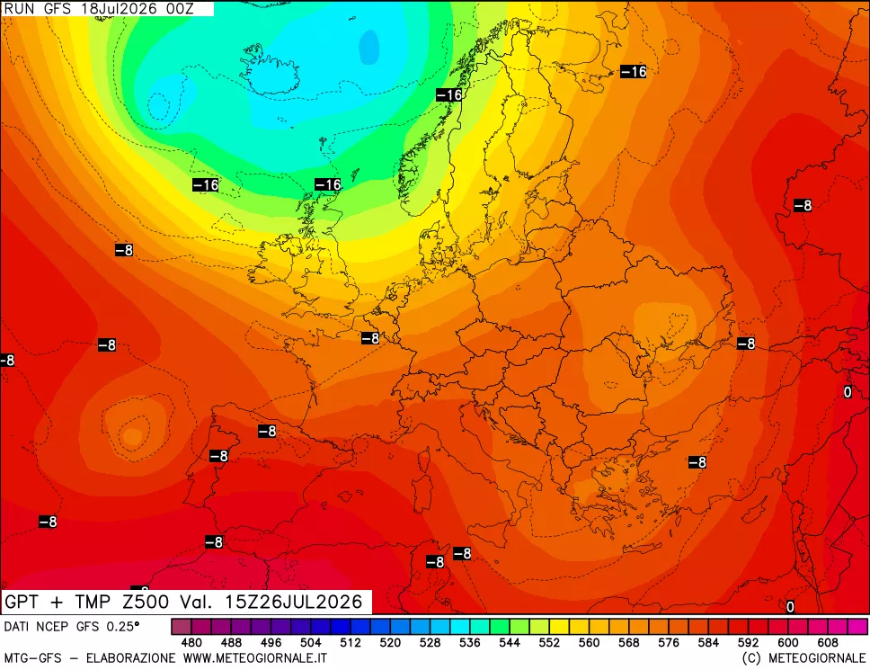 mappa 500 hPa GPT + Temp