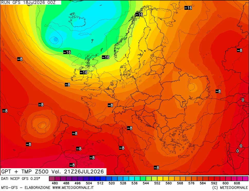 mappa 500 hPa GPT + Temp
