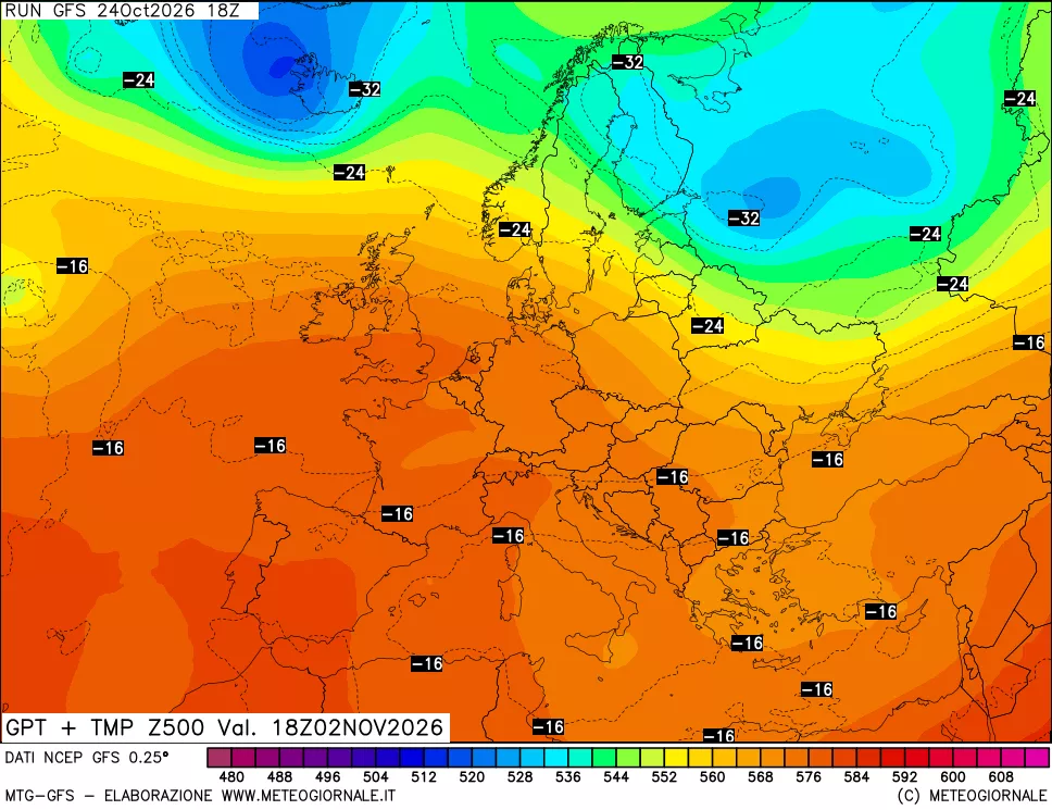 mappa 500 hPa GPT + Temp