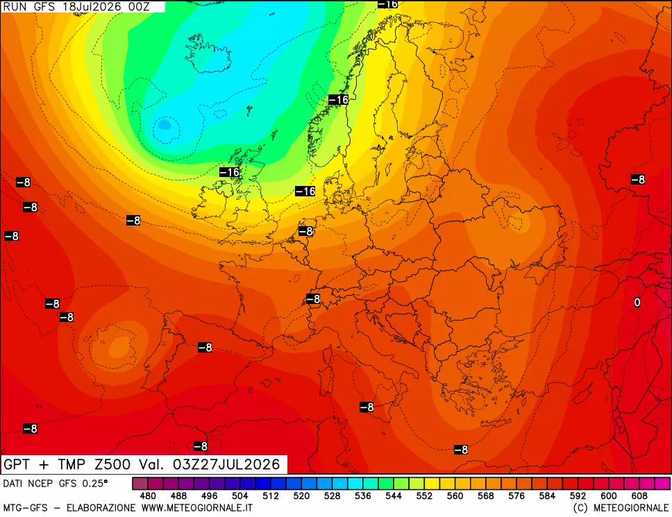 mappa 500 hPa GPT + Temp