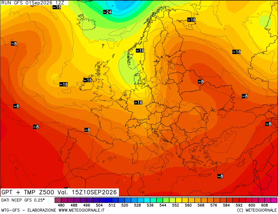 mappa 500 hPa GPT + Temp