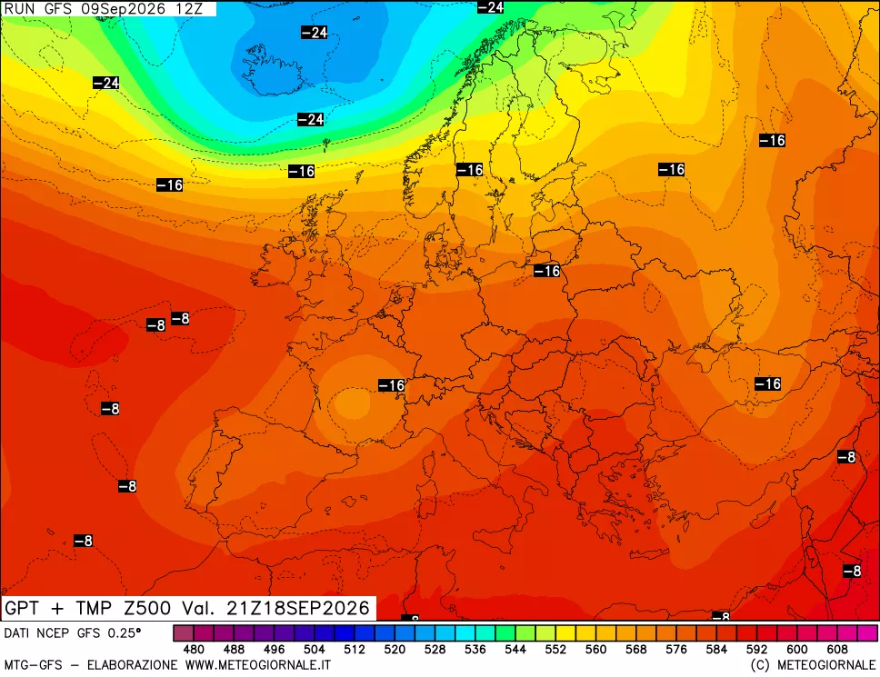 mappa 500 hPa GPT + Temp