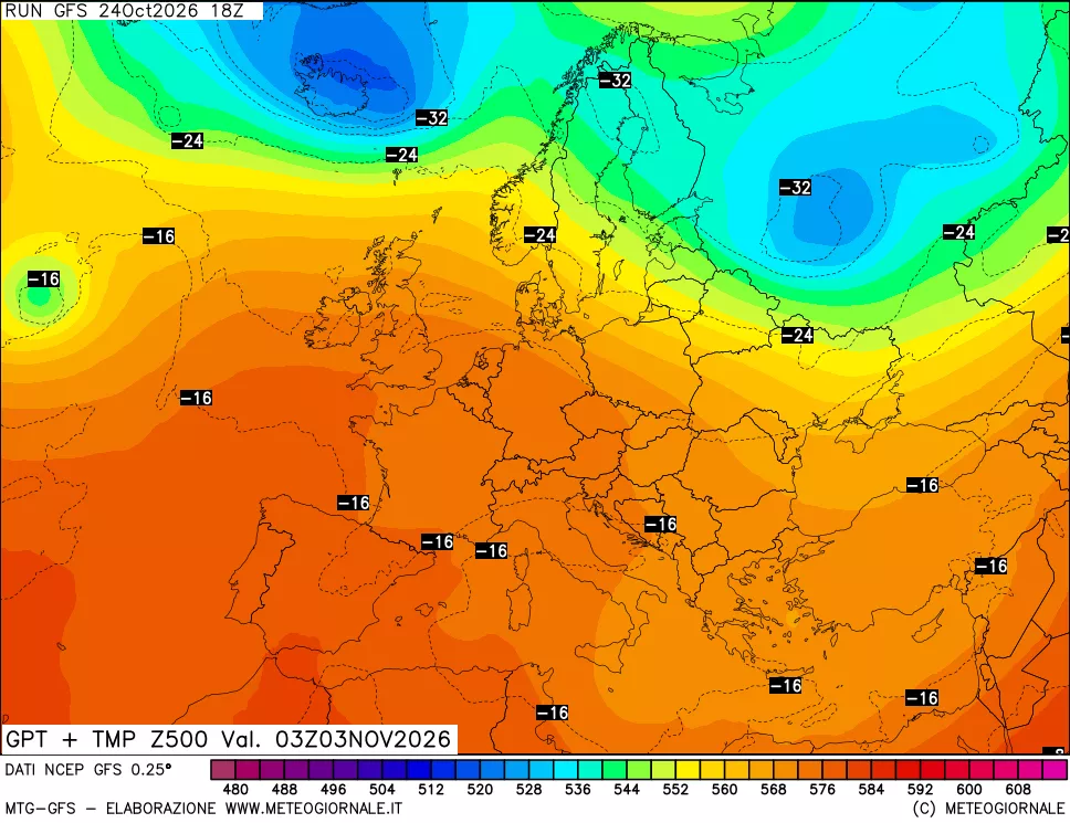 mappa 500 hPa GPT + Temp