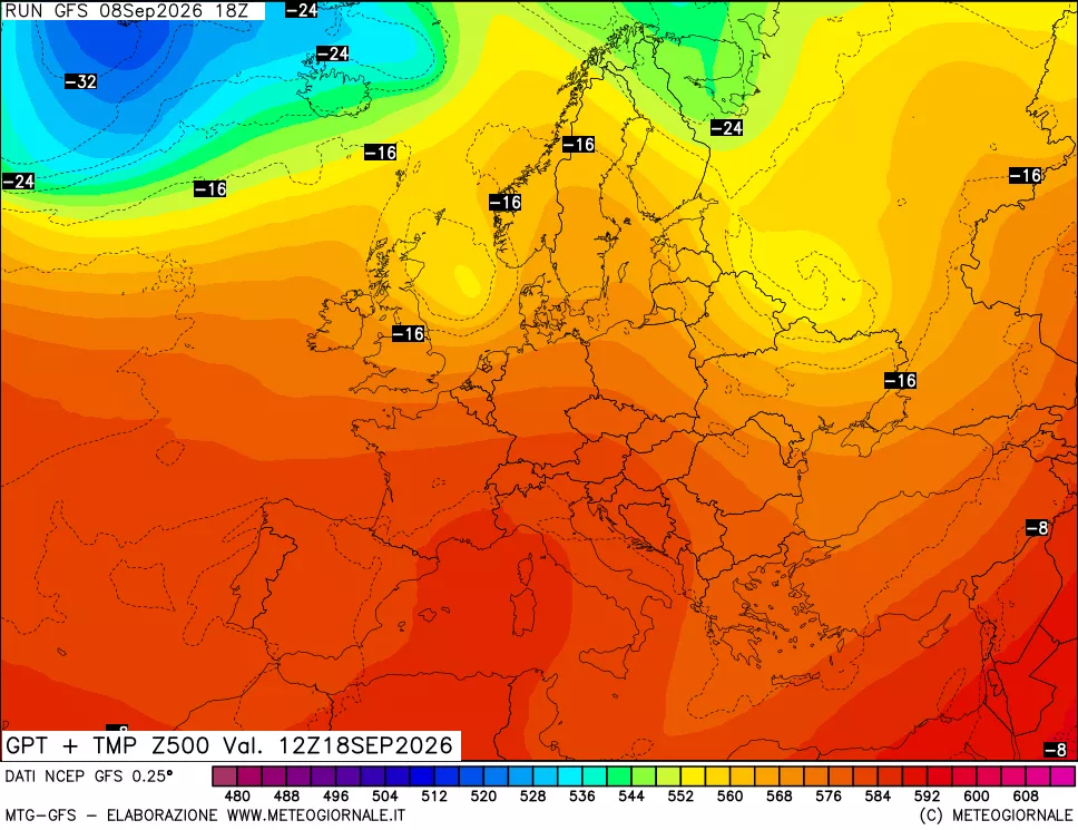 mappa 500 hPa GPT + Temp