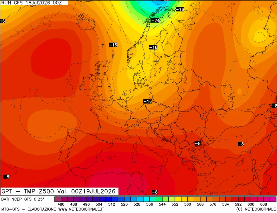 mappa 500 hPa GPT + Temp