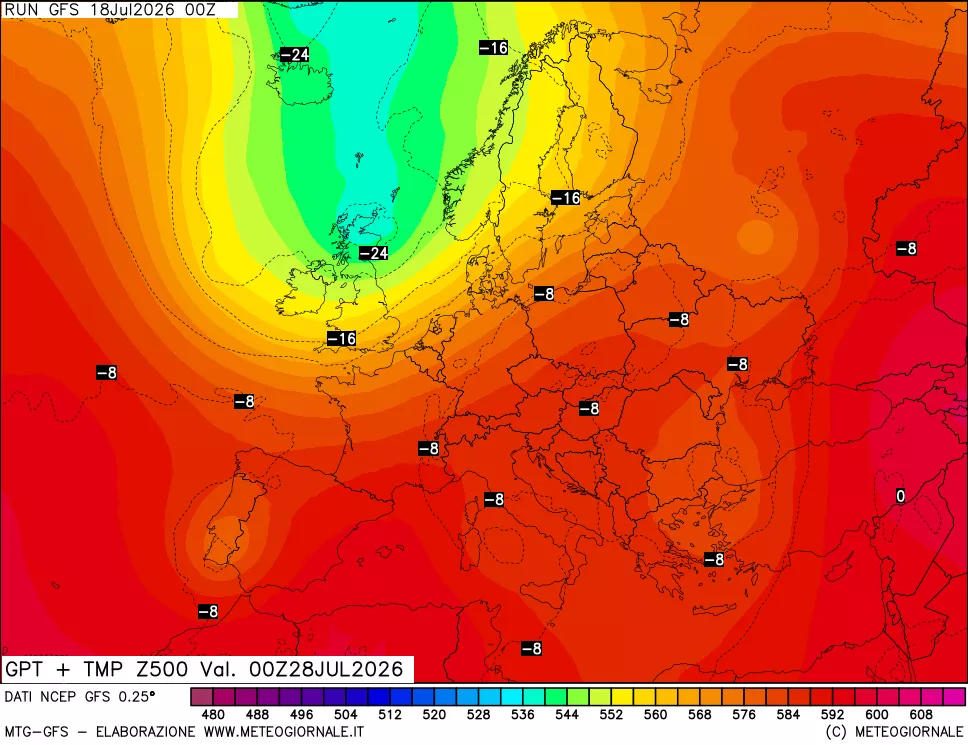 mappa 500 hPa GPT + Temp