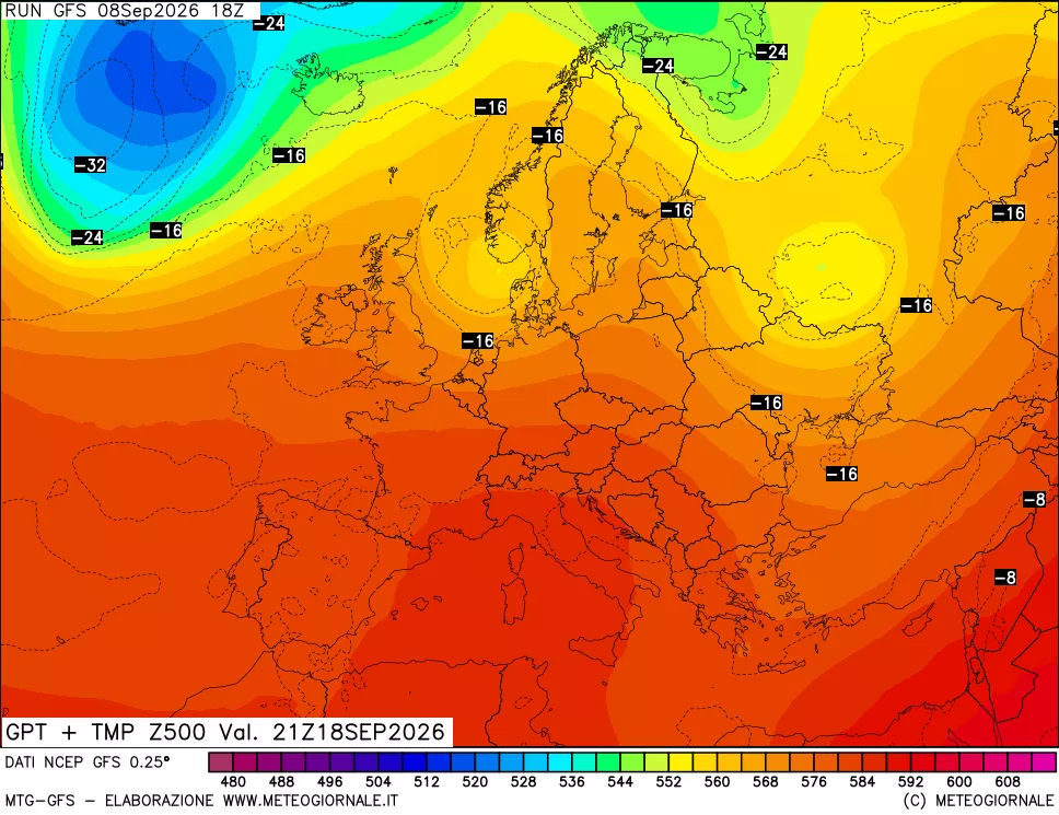 mappa 500 hPa GPT + Temp