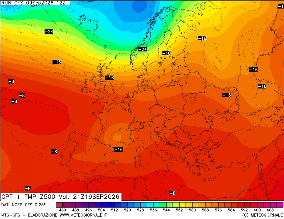 mappa 500 hPa GPT + Temp