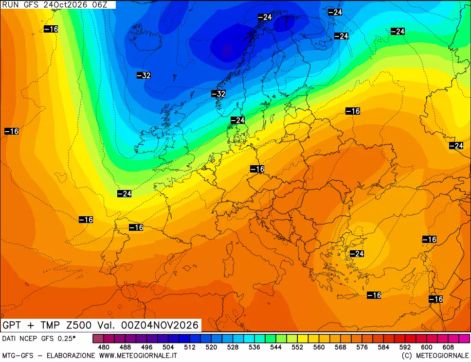 mappa 500 hPa GPT + Temp