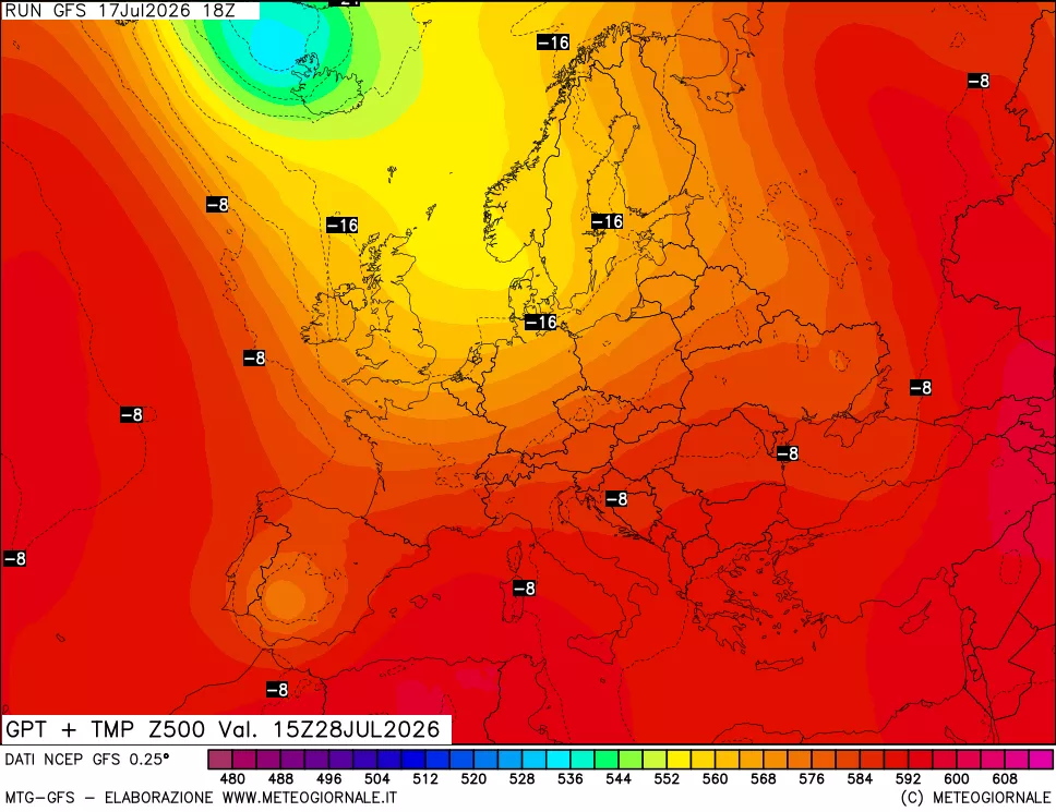 mappa 500 hPa GPT + Temp