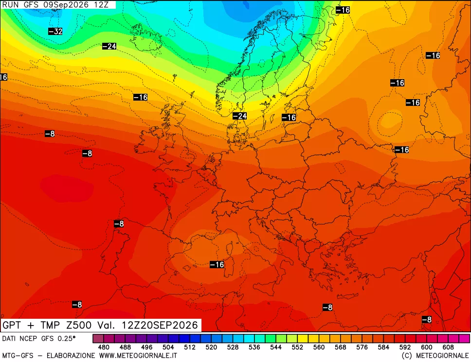 mappa 500 hPa GPT + Temp