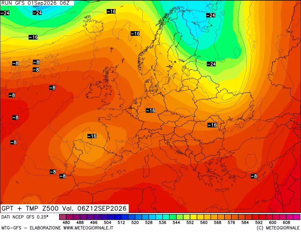 mappa 500 hPa GPT + Temp