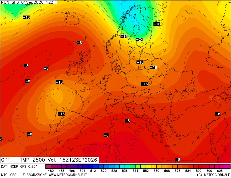 mappa 500 hPa GPT + Temp